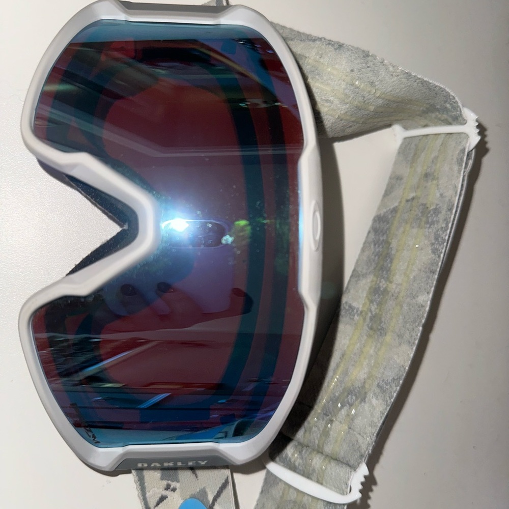 Oakley White Frame Goggles with Blue Lenses